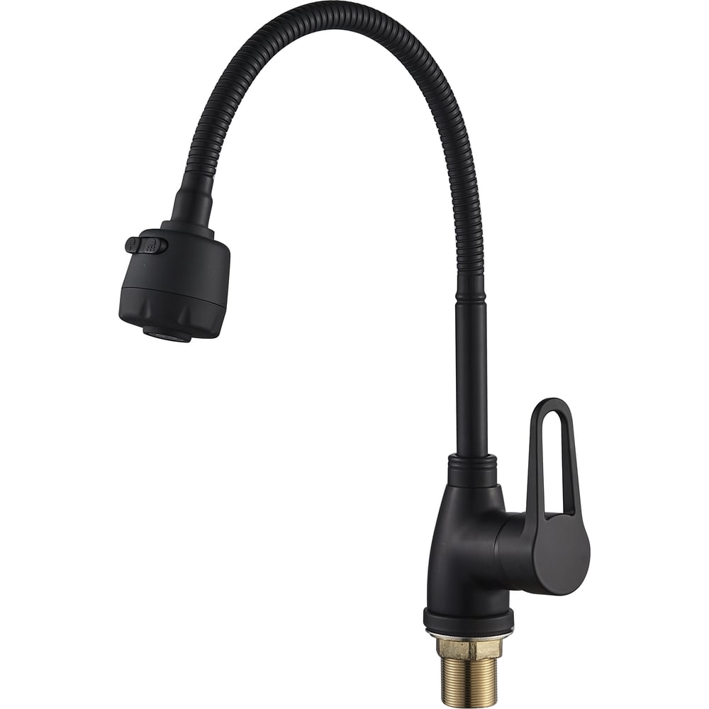 Изображение товара Кухонный смеситель ALOUTE с гибким изливом черный однорычажный G1/2 современный стиль