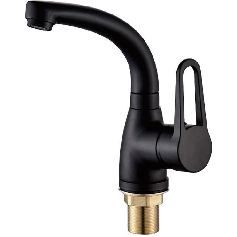 Изображение товара Смеситель для кухни ALOUTE однорычажный черный с боковой ручкой и поворотным изливом