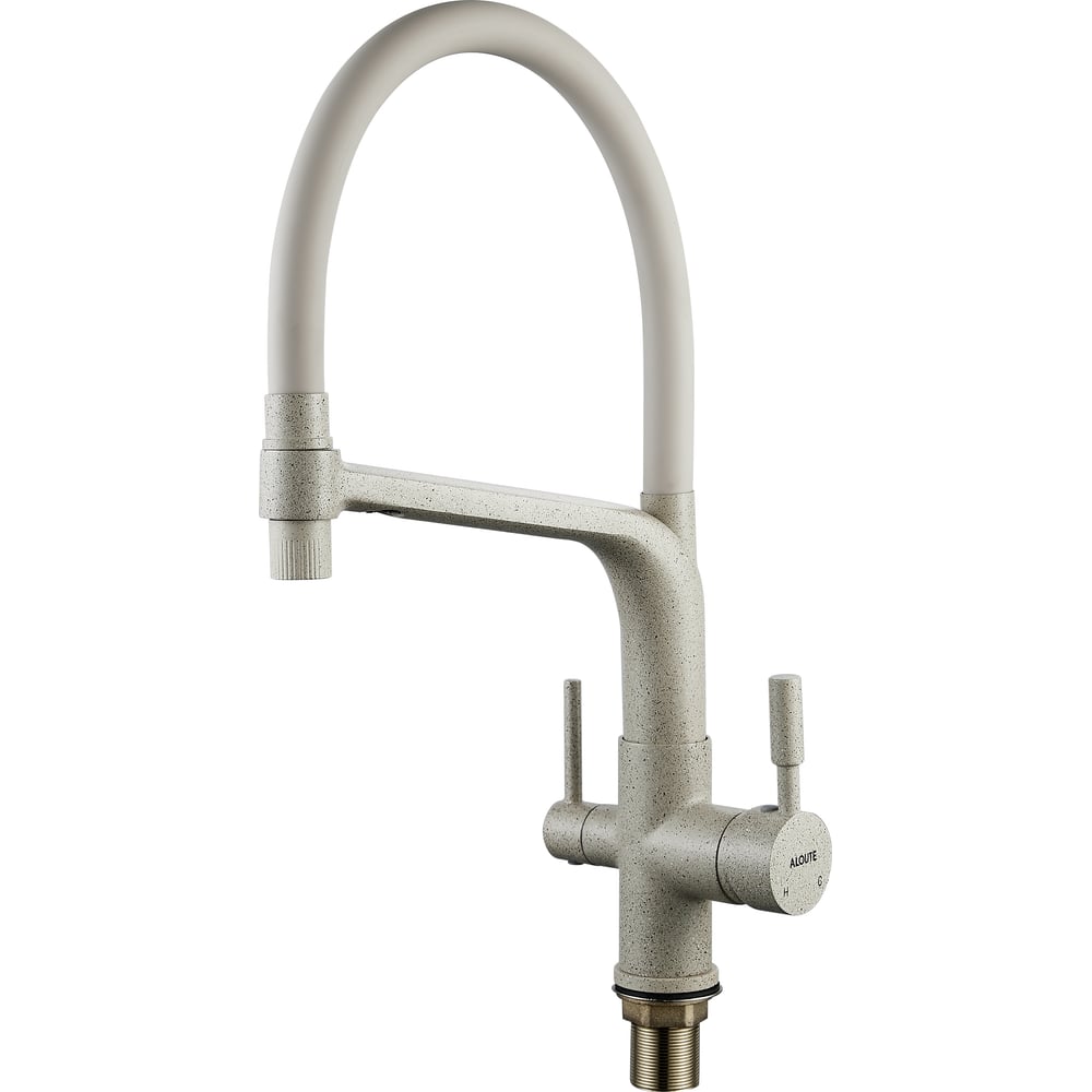 Изображение товара Смеситель для кухни ALOUTE с гибким изливом и дополнительным выводом под фильтр, бежевый меланж A61313K-302-6