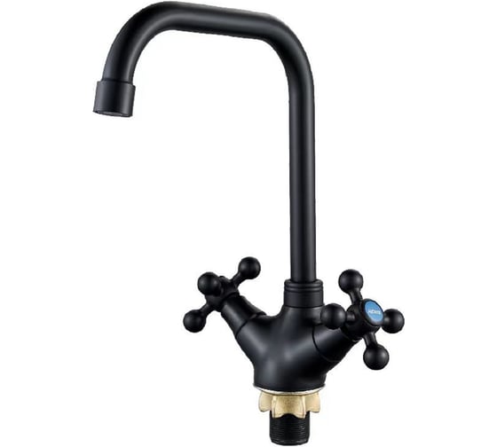 Изображение товара Смеситель для кухни ALOUTE двухвентильный, подвод воды гибкий, крепление на большой гайке A6113H-17