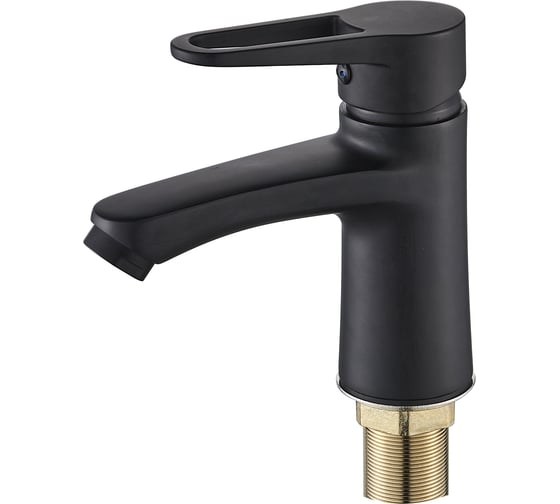 Изображение товара Смеситель для умывальника ALOUTE Тюльпан с коротким изливом, черный матовый, крепление на гайке A0601H