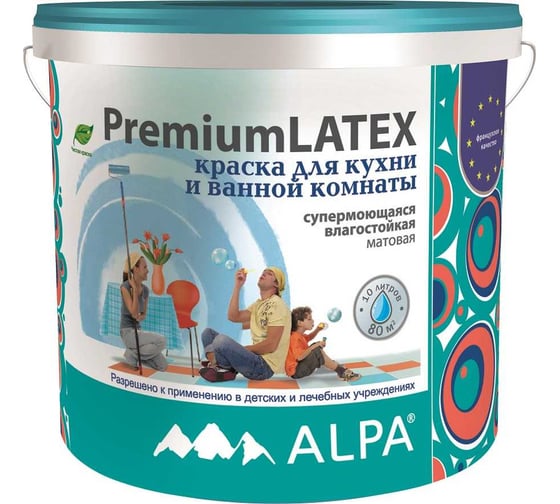 Изображение товара Краска ВД ALPA Премиумлатекс (PREMIUMLATEX) база А 10 л (15,2 кг) 3488570010952
