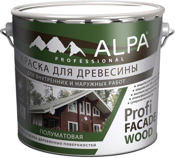 Изображение товара Краска ALPA Profi FACADE WOOD база А 9 л (10,9 кг) 3488570013076