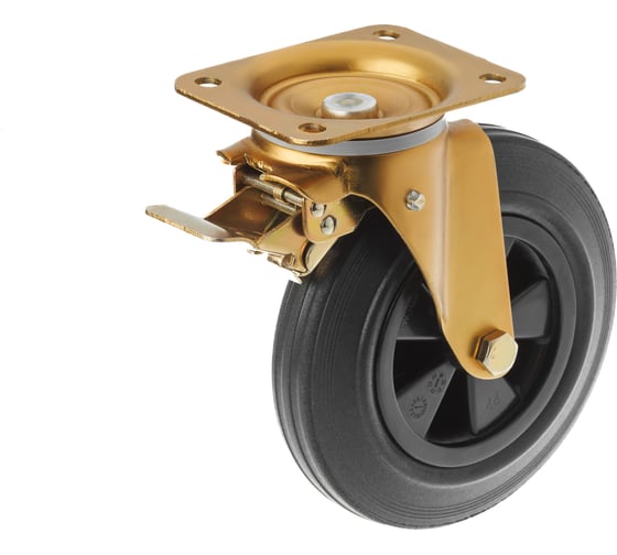 Изображение товара Колесо для евроконтейнеров поворотное с площадкой и тормозом (200 мм; 200 кг; подшипник скольжения) А5 1000945