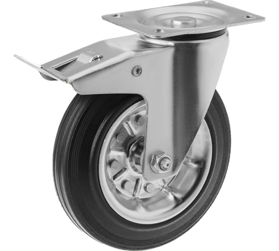 Изображение товара Колесо промышленное усиленное (200мм; 220 кг) поворотное с тормозом SRCb 80 А5 1000488