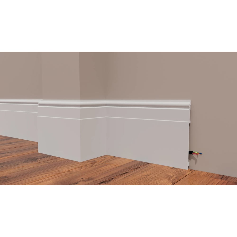 Изображение товара Плинтус Decor-Dizayn DD726 202х16 мм влагостойкий с кабель-каналом для скрытого монтажа белый