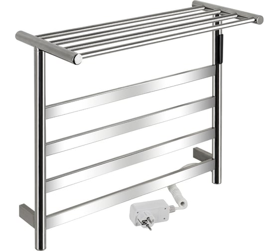 Изображение товара Полотенцесушитель электрический KRAFTTE 510 х 575 х 220 мм, лесенка на 4 перекладины с полкой, 75 W, из нержавеющей стали, сенсорное управление с таймером до 24 часов, цвет ХРОМ. 44022