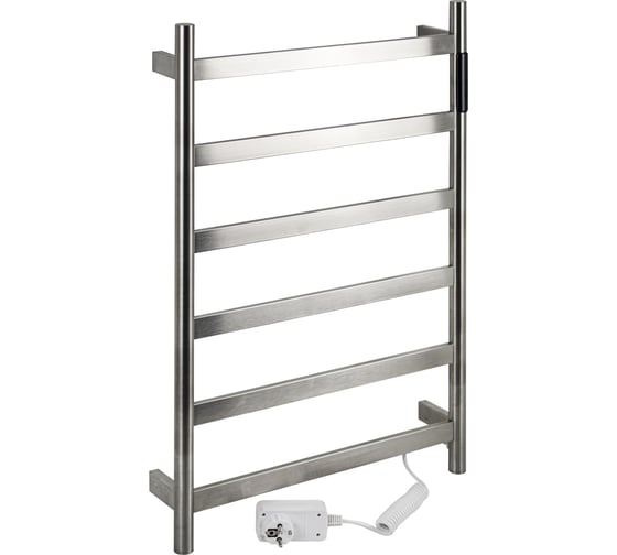 Изображение товара Полотенцесушитель электрический KRAFTTE 480 х 730 х 90 мм, лесенка 6 перекладин, 75 W, из нержавеющей стали, сенсорное управление с таймером до 24 часов, цвет САТИН. 44044