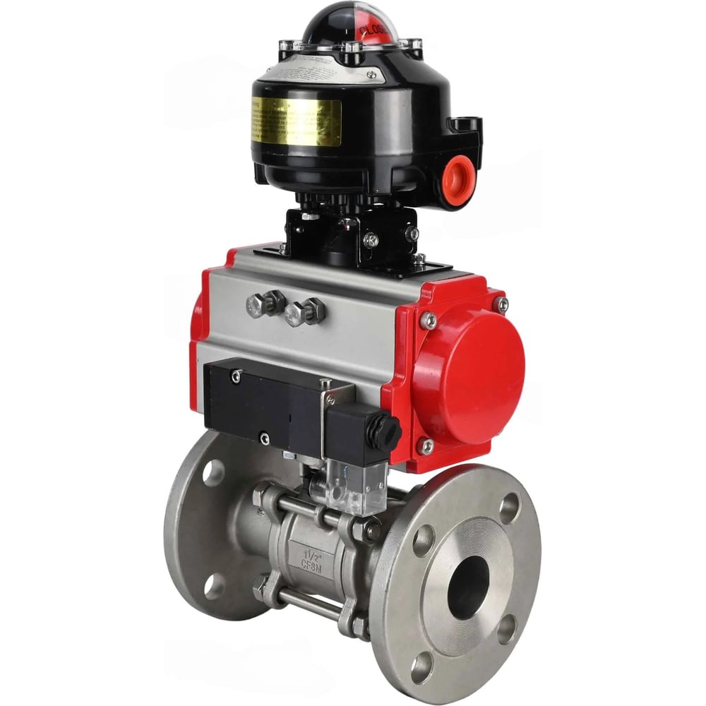 Изображение товара Кран шаровой DN.ru КШФПТ 316.180 Ду25 Ру40 с пневмоприводом