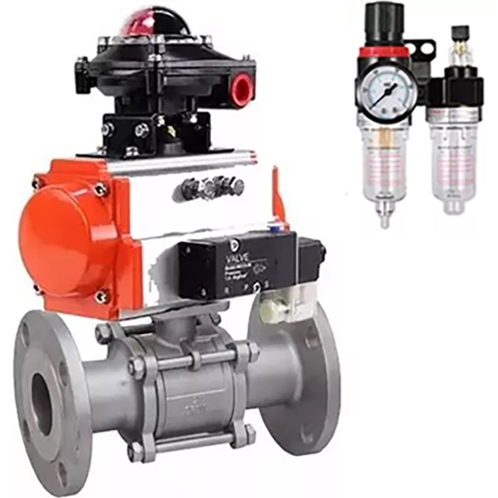 Изображение товара Кран шаровой DN.ru КШФПТ 316.180 Ду40 Ру40 с пневмоприводом