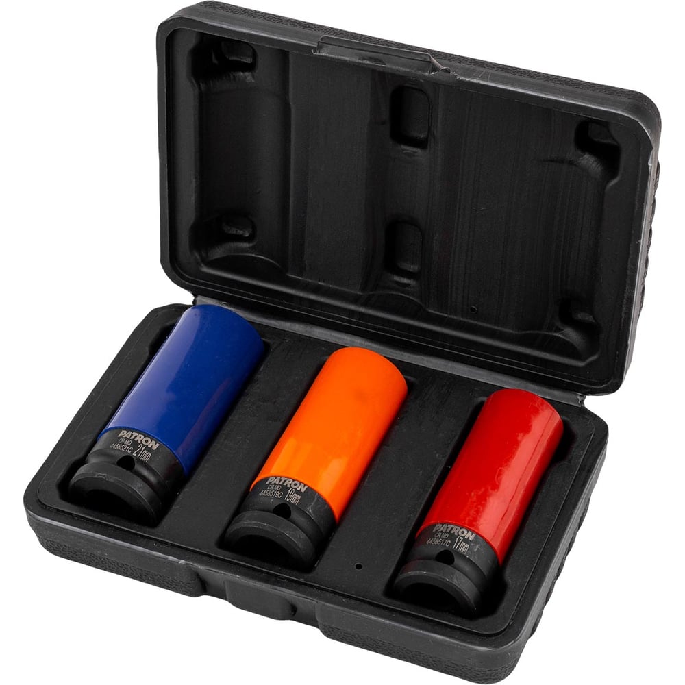 Изображение товара Набор ударных головок Patron 3 шт 1/2 дюйма CrMo кейс