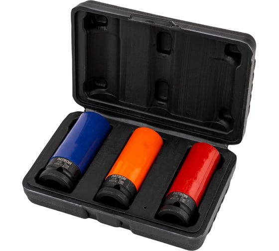 Изображение товара Головки ударные тонкостенные Patron набор 3 предмета, 1/2 (6 граней) P-4032C(65899)