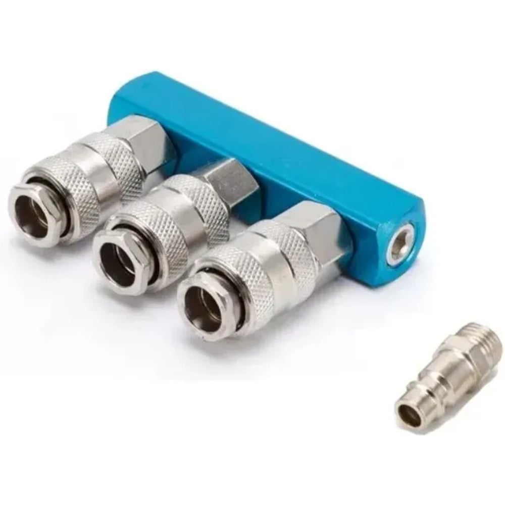 Изображение товара Разветвитель пневматический Pegas pneumatic 3 выхода со штуцером 3306