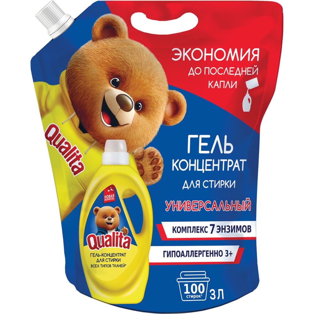 Изображение товара Гель для стирки универсальный QUALITA 3л концентрат для всех тканей
