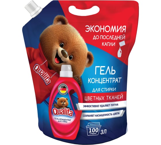 Изображение товара Гель для стирки цветного белья ОФИСМАГ QUALITA концентрат, дой-пак, 3л 40542 702024