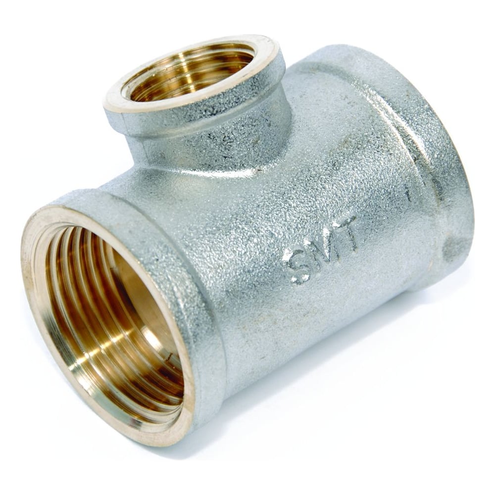 Изображение товара Тройник SMT ВР 1х1/2х1 никелированный водопроводный фитинг
