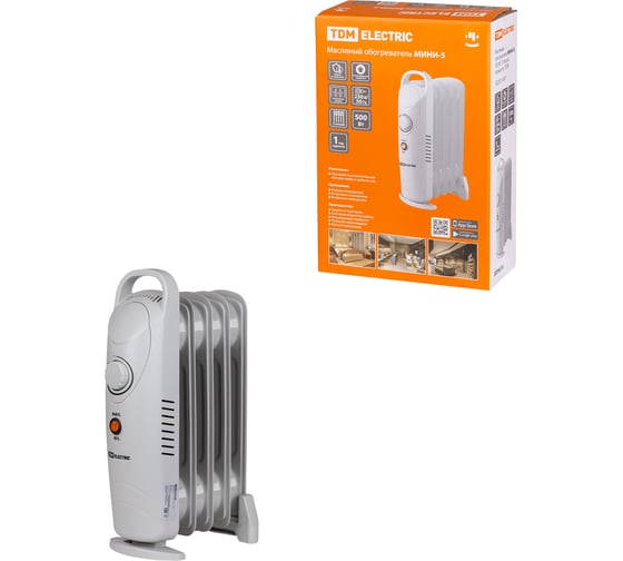 Изображение товара Масляный обогреватель TDM ELECTRIC МИНИ-5, 500 Вт, 5 секций, термостат, SQ2501-0907