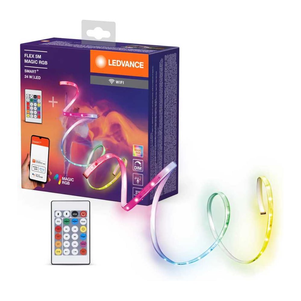 Изображение товара Умная светодиодная RGB лента LEDVANCE SMART+ 5 м с пультом подключением Bluetooth ИК
