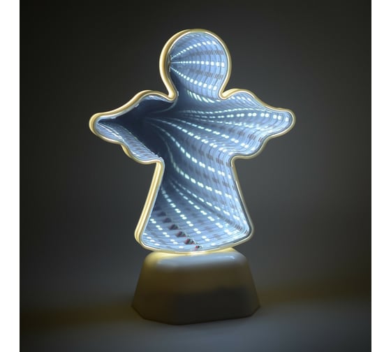 Изображение товара Светодиодный зеркальный ночник OGM Ангел, дневной белый, 3хАА, пластик, 140х72х190мм/NL-08