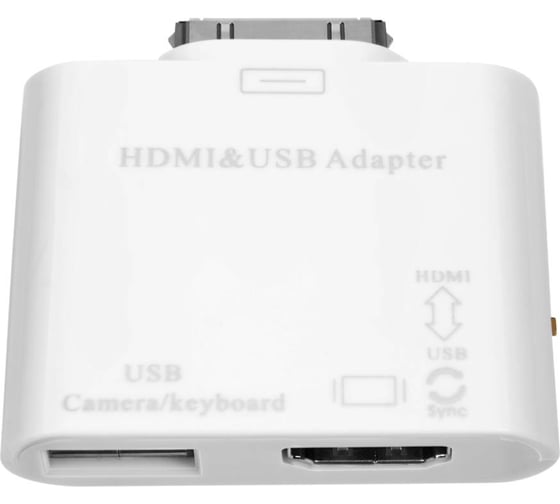 Изображение товара HDMI-адаптер OXION ADP008 для iPhone 4/4S, 30-PIN(M)-HDMI/USB(F), белый, арт. OX-ADP008WH