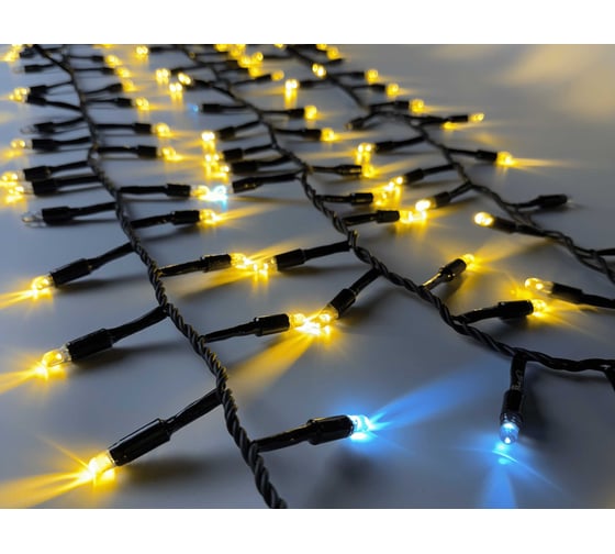 Изображение товара Гирлянда TEAMPROF Нить Мишура 10 м, 220В, флэш, ТЁПЛ.БЕЛЫЙ, черная резина 2,3мм TPF-10CF/300-220V-SRB-WW