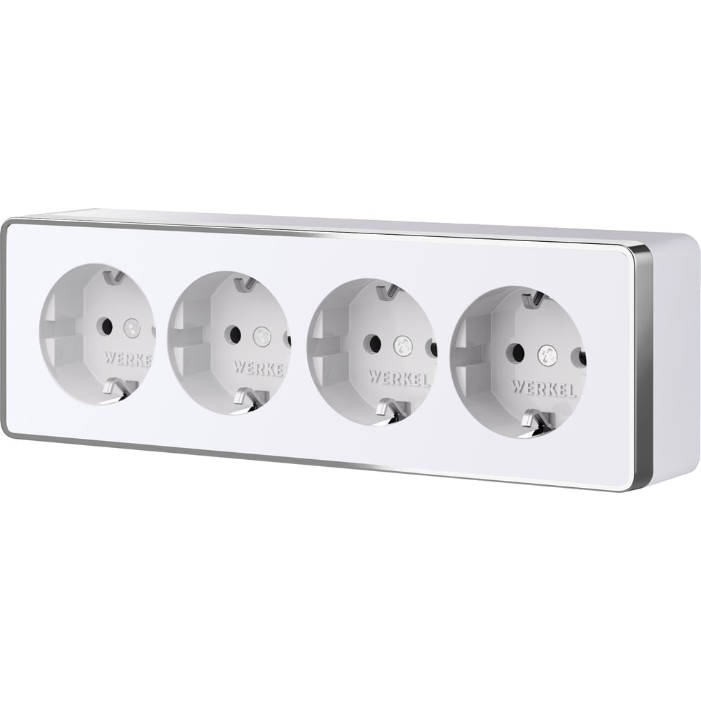 Изображение товара Розетка четверная с заземлением и шторками Werkel Gallant W5072210 белая