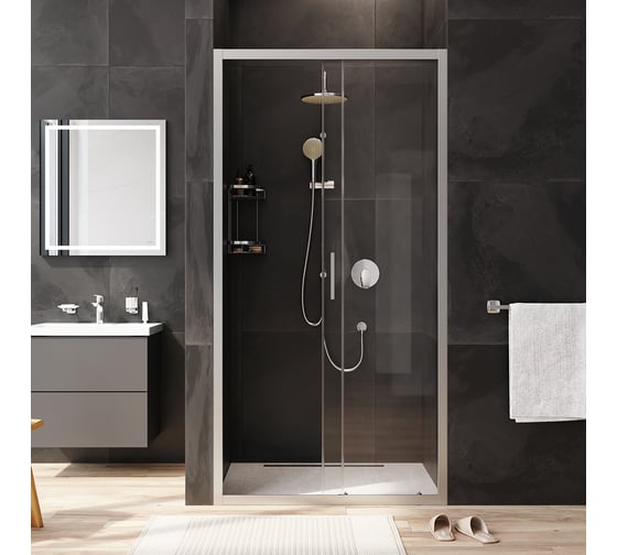 Изображение товара Душевая дверь AM.PM Gem Solo 100x195, стекло прозрачное, профиль матовый хром W90G-100-1-195MT