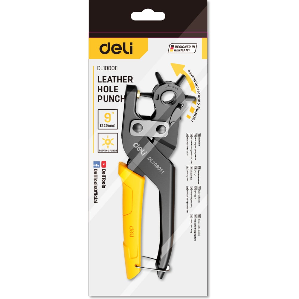 Изображение товара Револьверный дырокол для кожи 6-в-1 DELI DL108011 сталь Cr-V