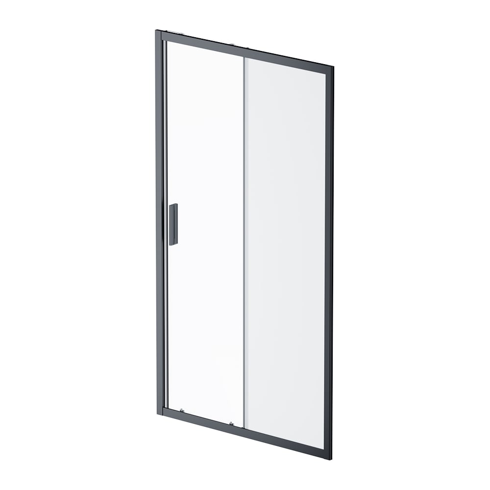 Изображение товара Душевая дверь AM.P Gem Solo 100x195 стекло матовое профиль черный монтаж на поддон