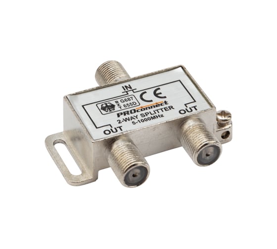 Изображение товара Делитель ТВ PROCONNECT на 2 выхода F разъём 5-1000 МГц 05-6021
