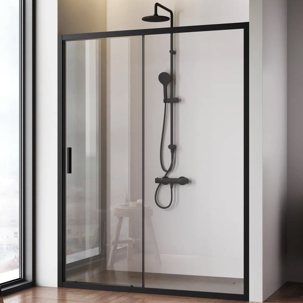 Изображение товара Душевая дверь AM.PM Gem Solo 150x195 стекло прозрачное профиль черный матовый