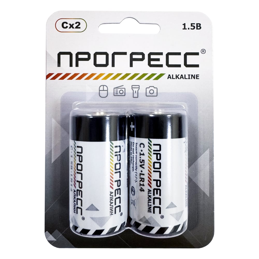 Изображение товара Элемент питания LR14 C 12 шт Прогресс щелочная батарейка для фотоаппаратов и устройств