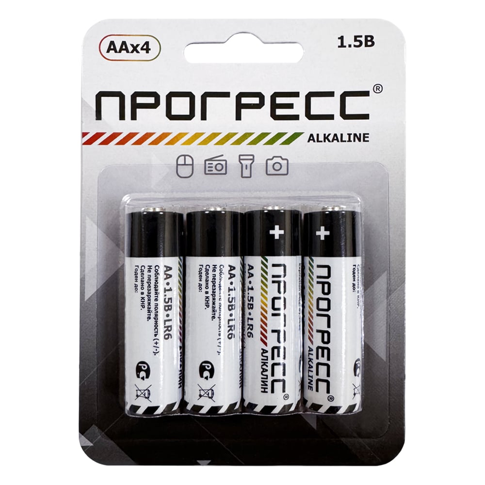 Изображение товара Элемент питания Прогресс LR6 4/карта 48 штук щелочные AA