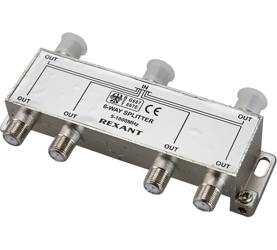 Изображение товара Делитель ТВ REXANT на 6 выходов F разъём 5-1000 МГц 05-6004