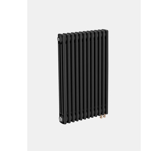 Изображение товара Трубчатый радиатор трехтрубный ТЕПЛОФОРТ ТР3057-12, НП 1/2, ТВ, глубокий, черный матовый, габаритная высота секции 575 мм (межосевое расстояние 500мм), 12 секций, нижнее подключение 1/2”, термовставка 200151