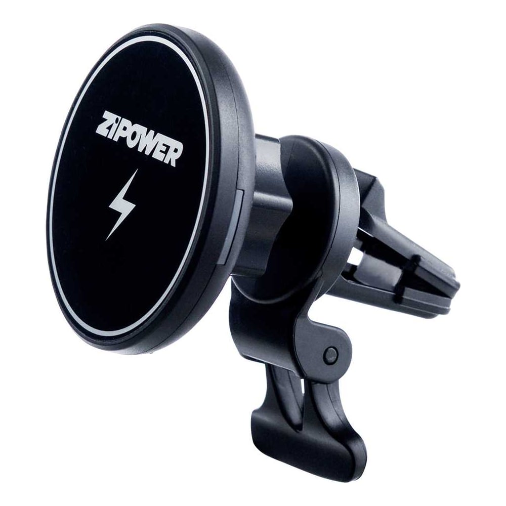 Изображение товара Магнитный держатель телефона на дефлектор обдува Zipower с беспроводной зарядкой 15 Вт