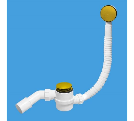 Изображение товара ПолуавтоматТ пластиковый McAlpine (кнопка) с коленом (Lперелива=330-700мм ) цвет- золото  MRB11-G