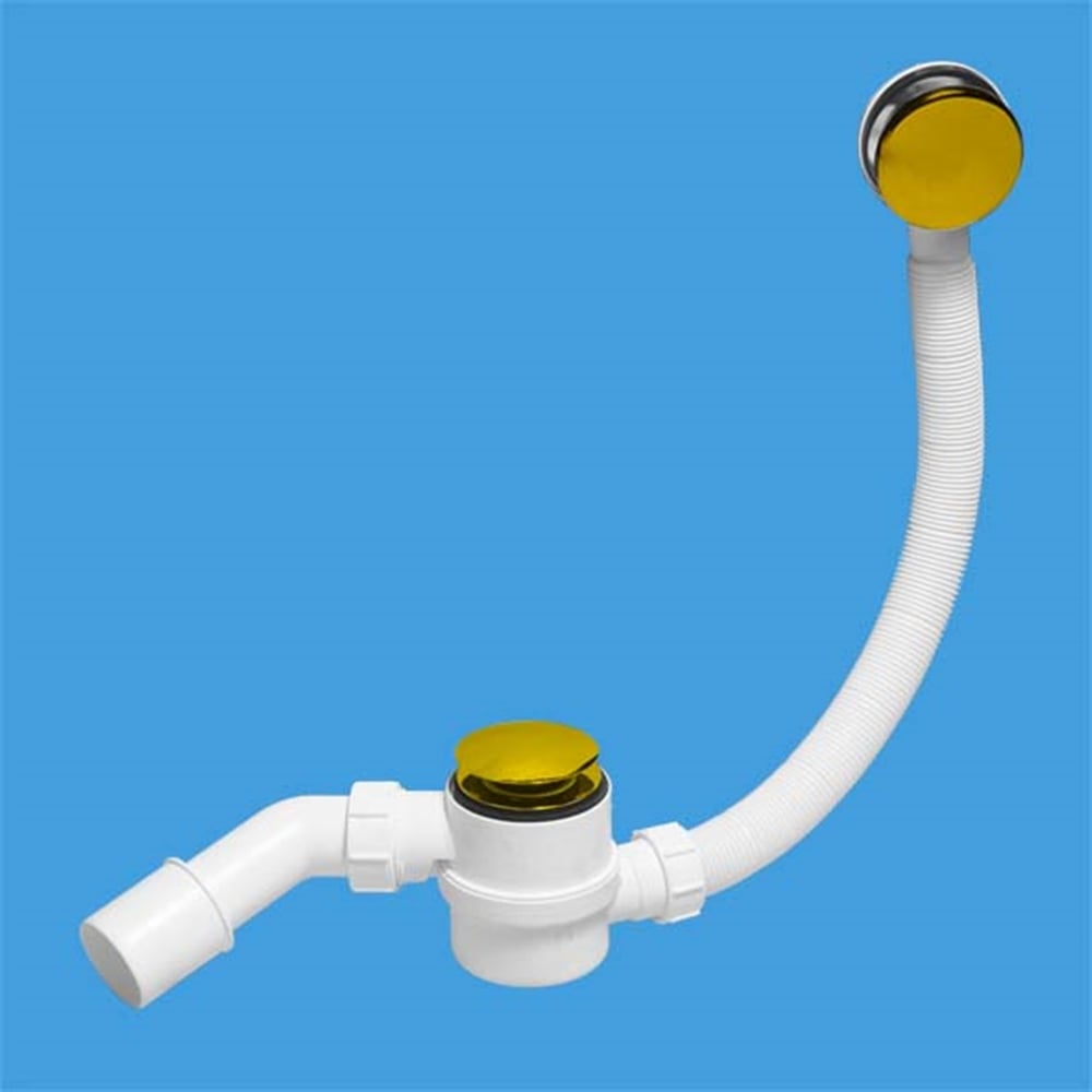 Изображение товара Полуавтоматический пластиковый сливной клапан McAlpine MRB12-G с коленом золото 700 мм