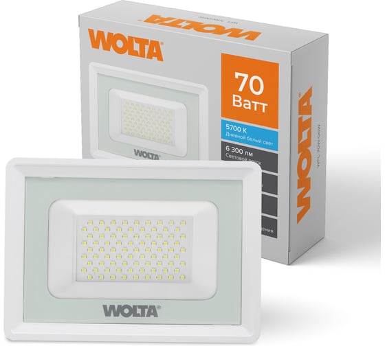 Изображение товара Светодиодный прожектор Wolta 70Вт 5700К IP65 6300лм белый WFL-70W/06W