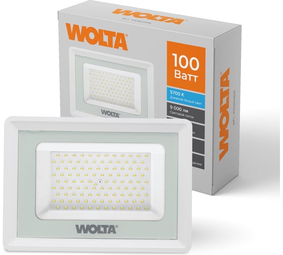 Изображение товара Светодиодный прожектор Wolta 100Вт 5700К IP65 9000лм белый WFL-100W/06W