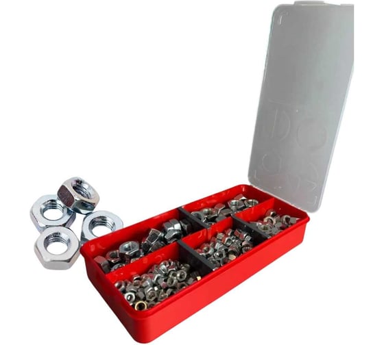 Изображение товара Гайки 23 Болта М5,6,8,10,12 к.п.8 ОЦ DIN934 органайзер НАБОР 1 1000154