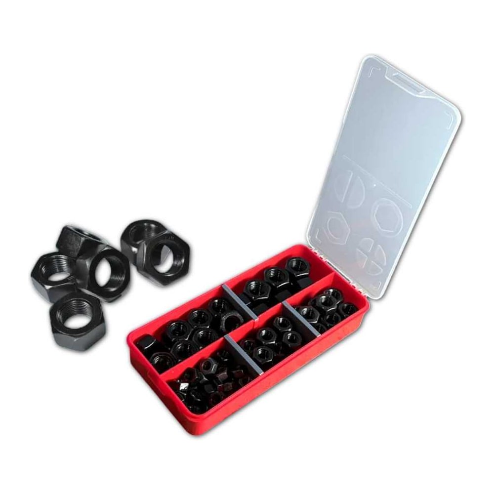 Изображение товара Комплект гайок 23 Болта к.п.10 черные М8,10,12,14,16 в органайзере