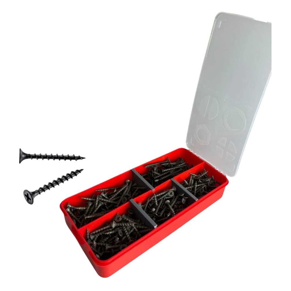 Изображение товара Саморезы по дереву 3,5 мм крупная резьба в органайзере набор 350 шт