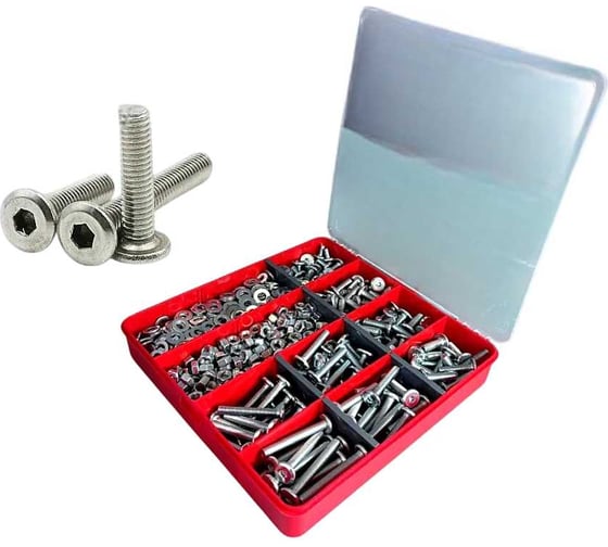 Изображение товара Винты мебельные 23 Болта М6 с гайкой,шайбой DIN7420 органайзер НАБОР4 20000001
