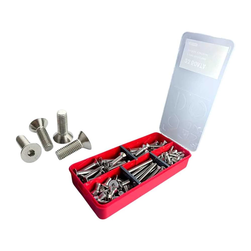 Изображение товара Набор потайных винтов М5 М6 8мм DIN7991 440 штук цинк Russia