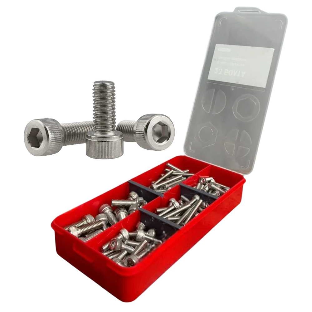 Изображение товара Набор нержавеющих винтов М5 DIN 912 50 мм 180 шт в органайзере