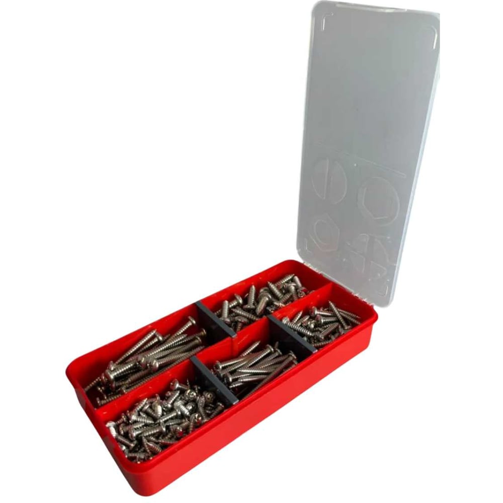 Изображение товара Саморезы 23 Болта из нержавеющей стали DIN 7981 в органайзере набора 290 штук