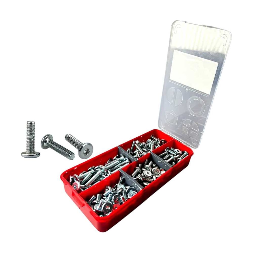 Изображение товара Винты мебельные 23 Болта М6 DIN7420 в органайзере