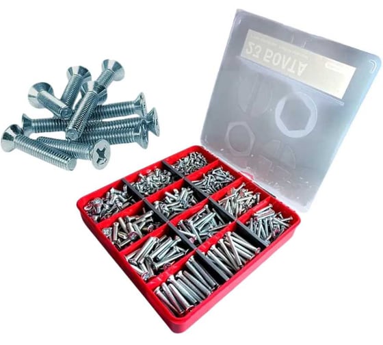 Изображение товара Винты 23 Болта потайные нержавейка М4,5,6 DIN965 в органайзере НАБОР 2 20000010