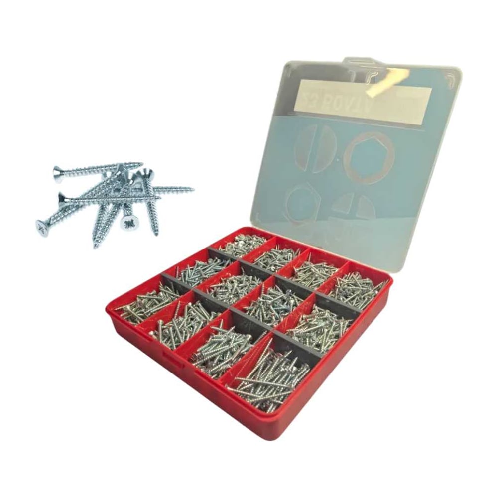 Изображение товара Саморезы по дереву 3 мм и 45 мм длиной с потайной головкой и шлицом PZ2 в наборе 1870 шт